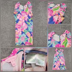 Lilly‎ Pulitzer Womens S Small Esmeralda Ruffle Dress Hibiscus Jungle Utopia